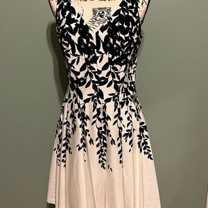 Ralph Lauren Black and White Fit and Flare High Low Dress
